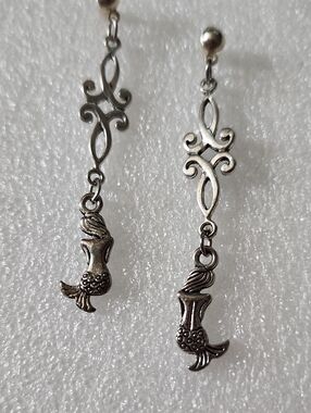 Hand Crafted Silver-Tone Mermaid Dangle Earrings